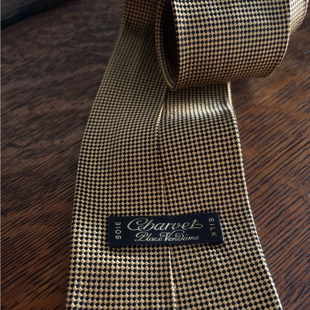 Charvet Black and Gold Checkered Tie - Picture 2 of 3